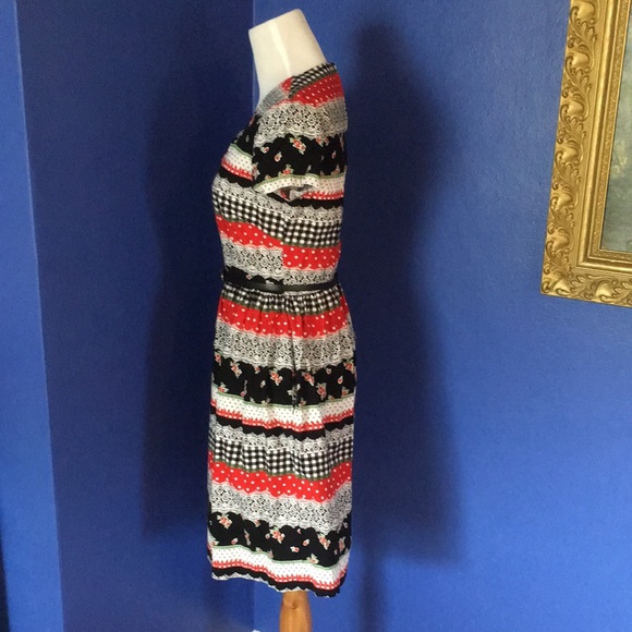 Vintage Modcloth Bea & Dot Holiday Calico Mixed Print Cotton Dress - Picture 4 of 14